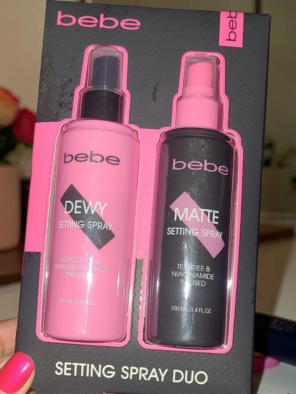 bebe Setting Spray Duo - DEWY + MATTE - Pink & Black Bottles